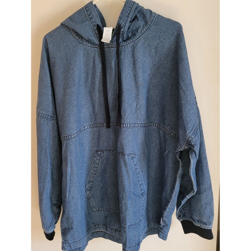 Spirit Jersey Blue Jean Hooded Pullover Kangaroo Pocket Large Oversized Unisex